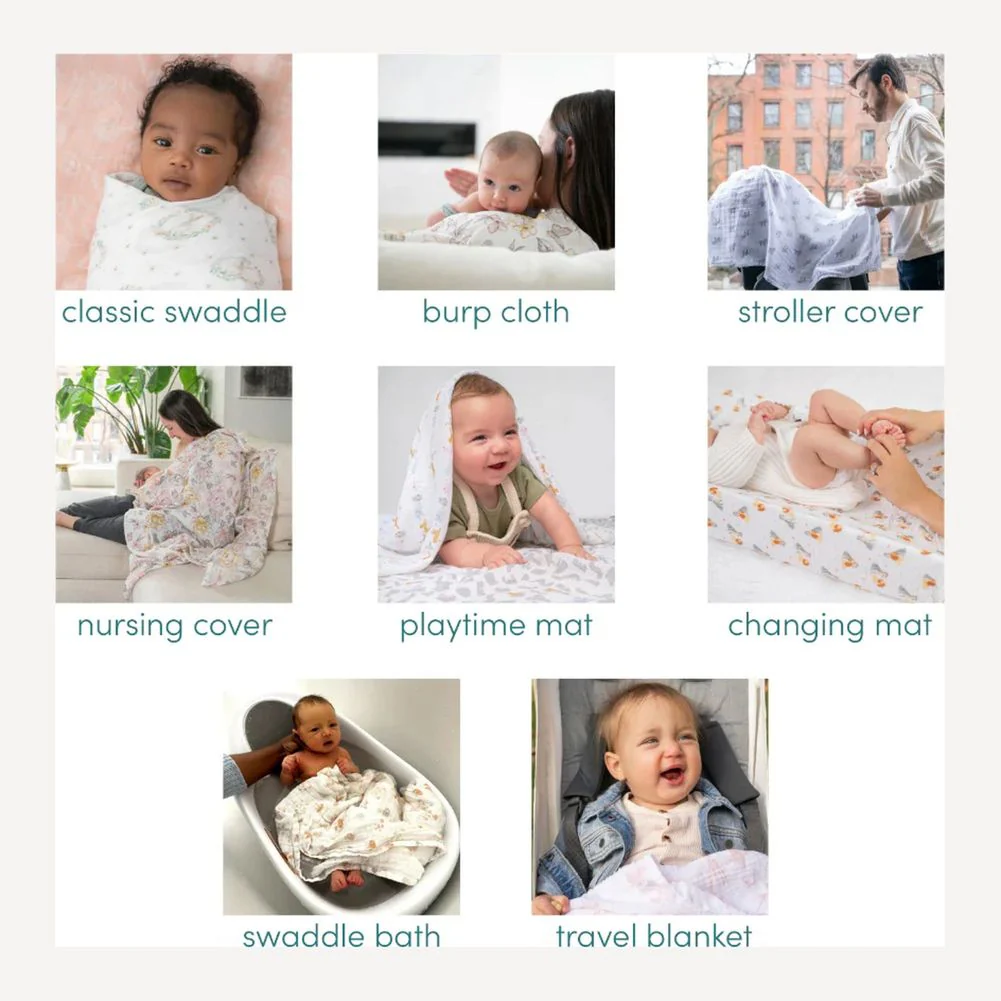 Aden + Anais 4-Pack Boutique Organic Swaddles - Image 4