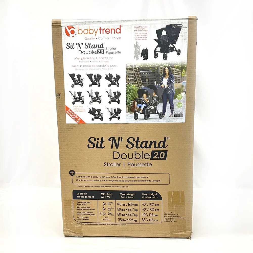 BabyTrend Sit n Stand Double 2.0 Stroller - Dash Black (Open Box) - Image 2