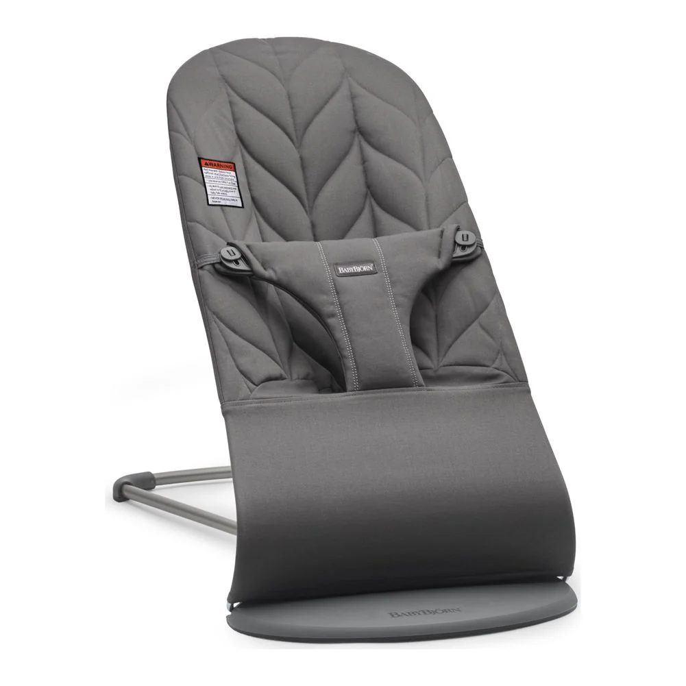 BabyBjorn Bouncer Bliss in Woven Fabric - Petal Quilt, Anthracite on Dark Grey Frame (Open Box)