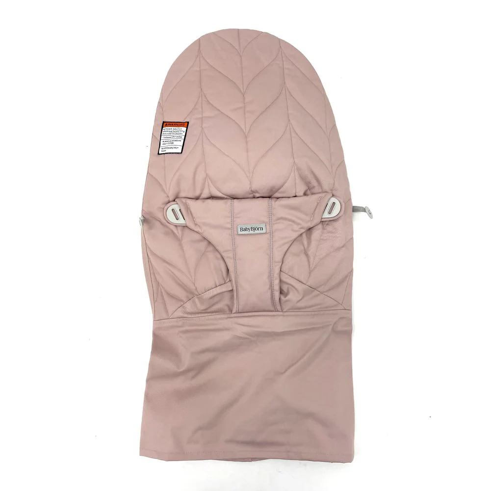 BabyBjorn Bouncer Bliss in Woven Fabric - Petal Quilt, Dusty Pink on Light Gray Frame (Open Box) - Image 4