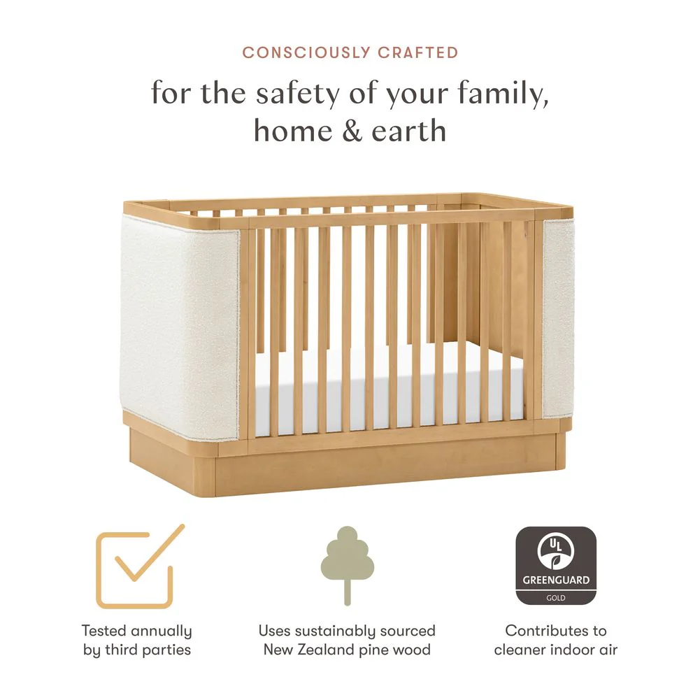 Babyletto Bondi Boucle 4-in-1 Convertible Crib - Honey with Ivory Boucle - Image 2