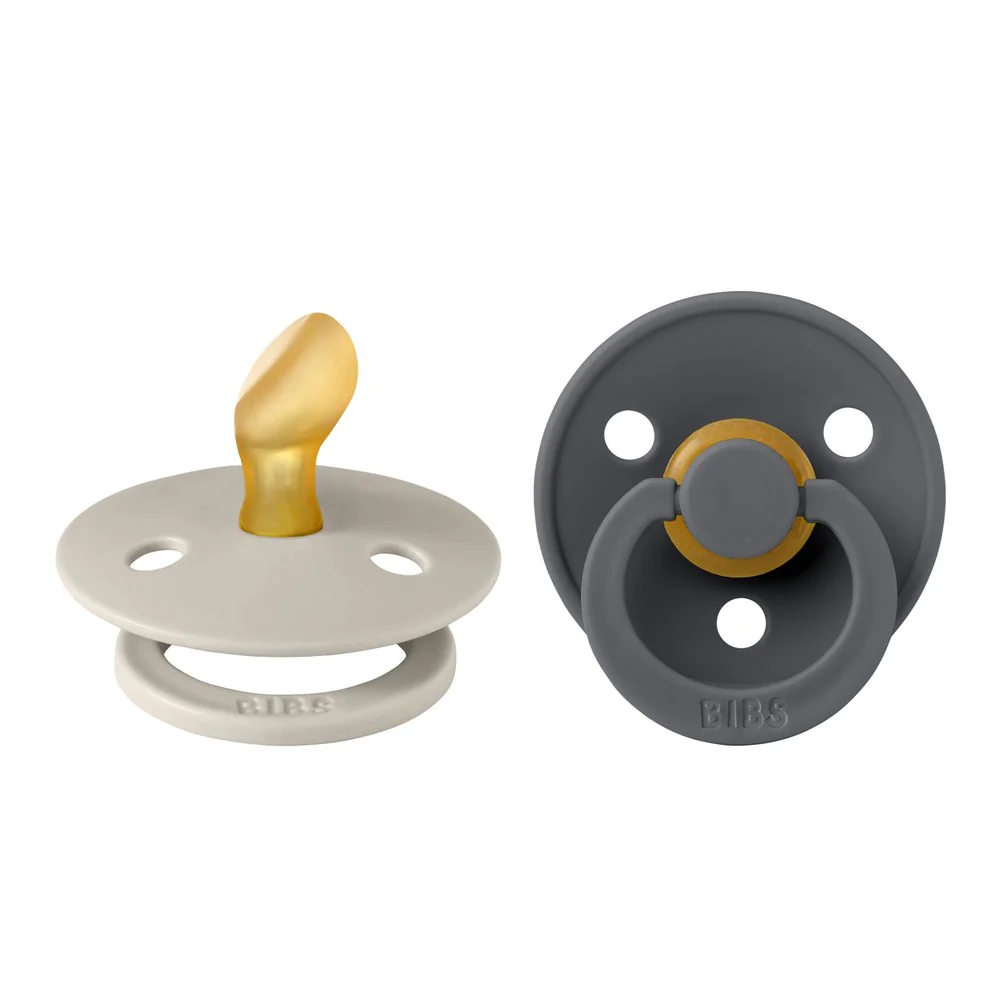 Bibs Pacifier 2-Pack Pacifiers - Sand/Iron (Size 1, 0-6 Months)