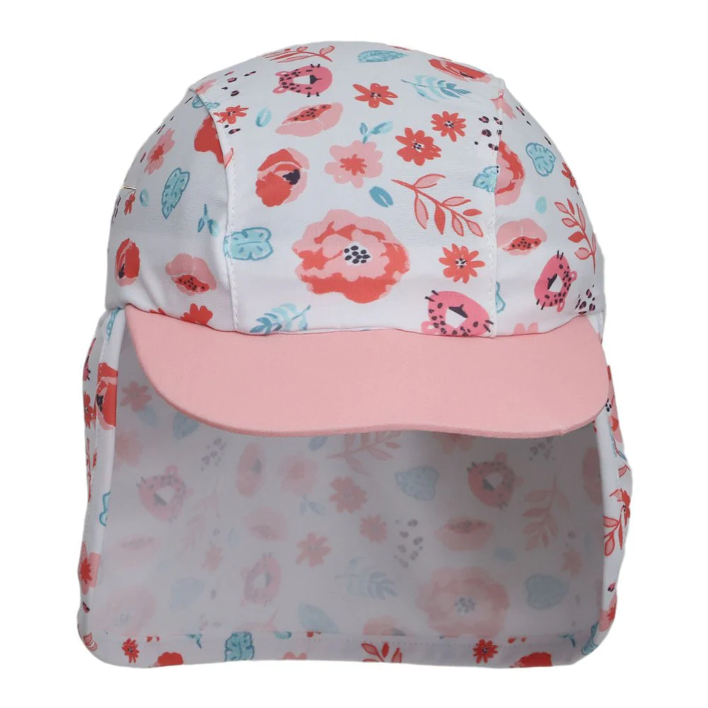 Calikids Coco Mango Baby Flap Sun Hat - Floral (12-24 Months) - Image 2