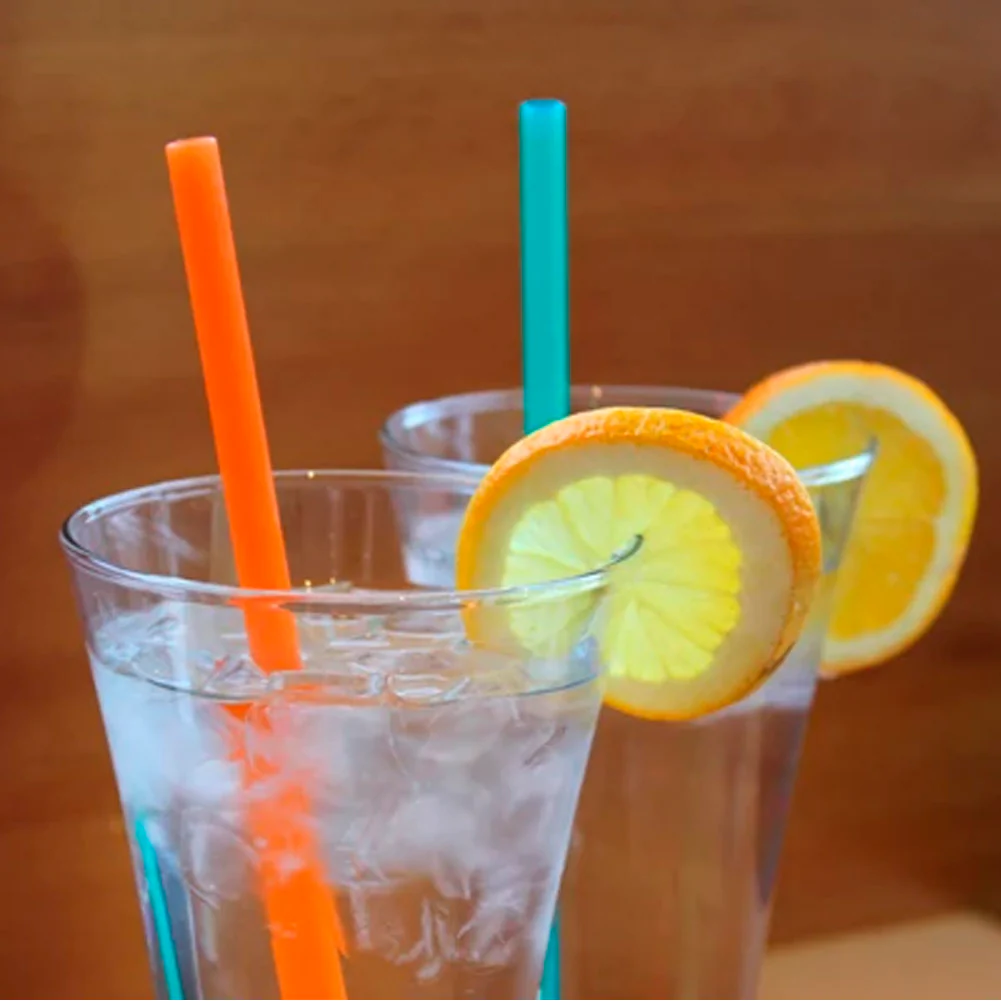 Colibri Reusable Silicone Straws 2-Pack - Orange - Image 3