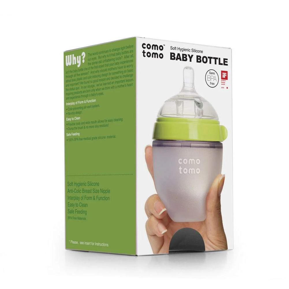 Comotomo Silicone 5 Ounce Baby Bottle - Green - Image 6