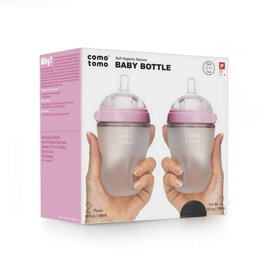 Comotomo Silicone 8 Ounce Baby Bottle 2 Pack - Pink - Image 3