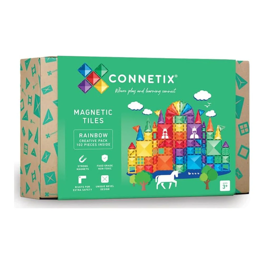Connetix 102-Piece Magnetic Tiles Creative Pack - Rainbow
