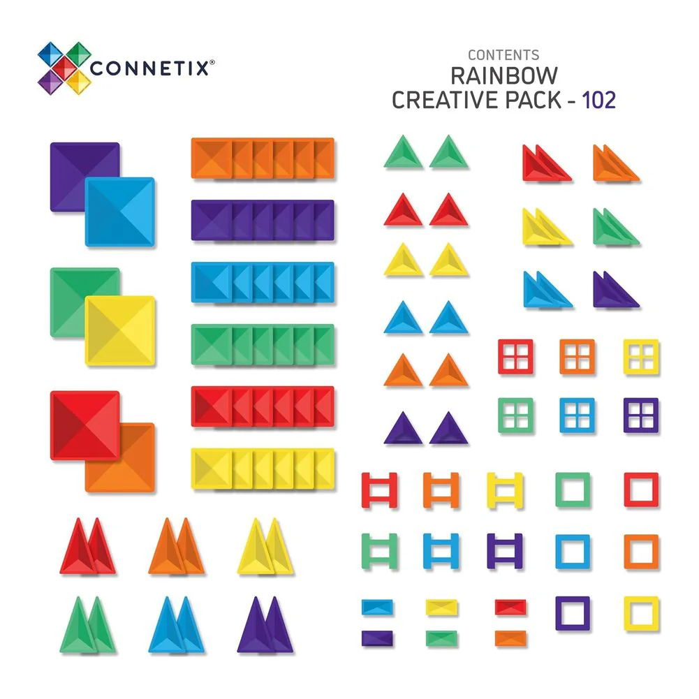 Connetix 102-Piece Magnetic Tiles Creative Pack - Rainbow - Image 5