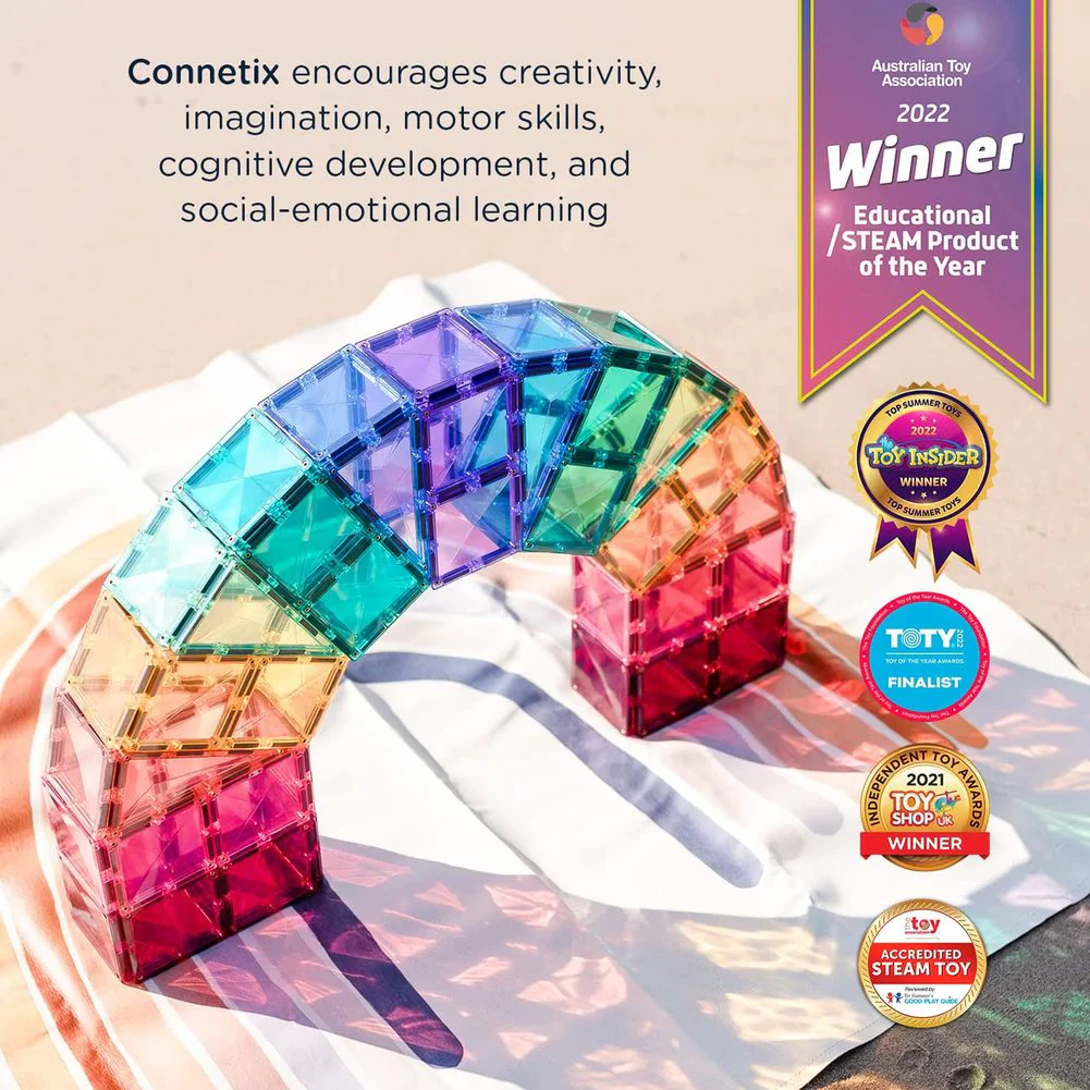 Connetix 202-piece Magnetic Tiles Mega Pack - Pastel - Image 3
