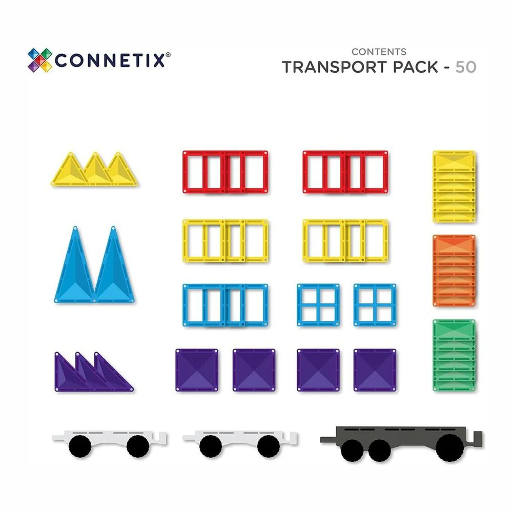 Connetix 50-Piece Magnetic Tiles Transport Pack - Rainbow - Image 2