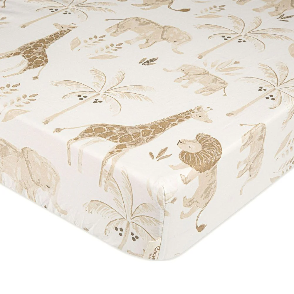 Crane Baby Kendi Fitted Crib Sheet - Safari Animal