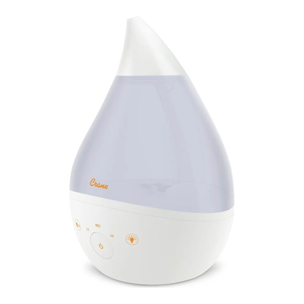 Crane Drop 3-in-1 Cool Mist Humidifier with Nighlight - White