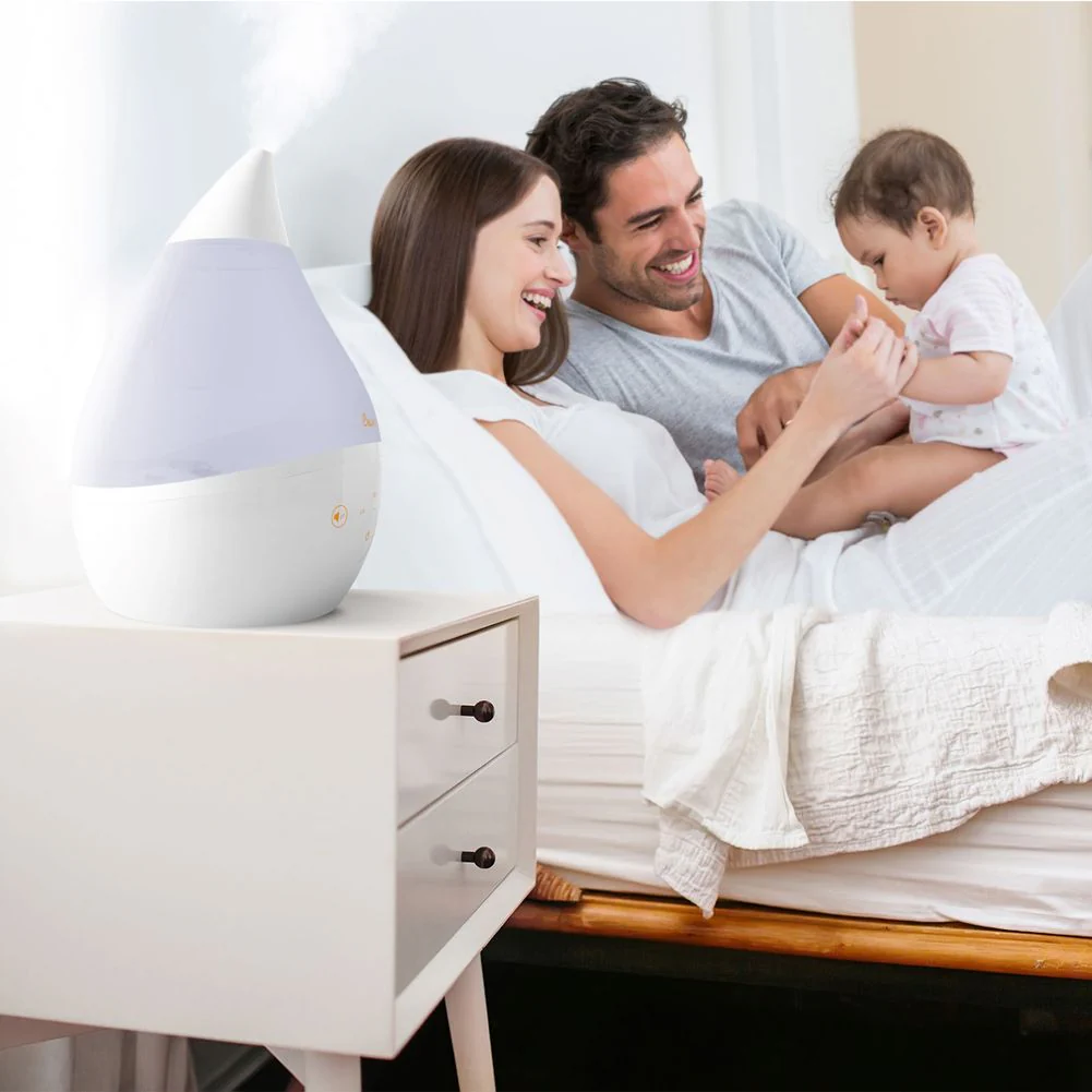 Crane Drop 3-in-1 Cool Mist Humidifier with Nighlight - White - Image 2