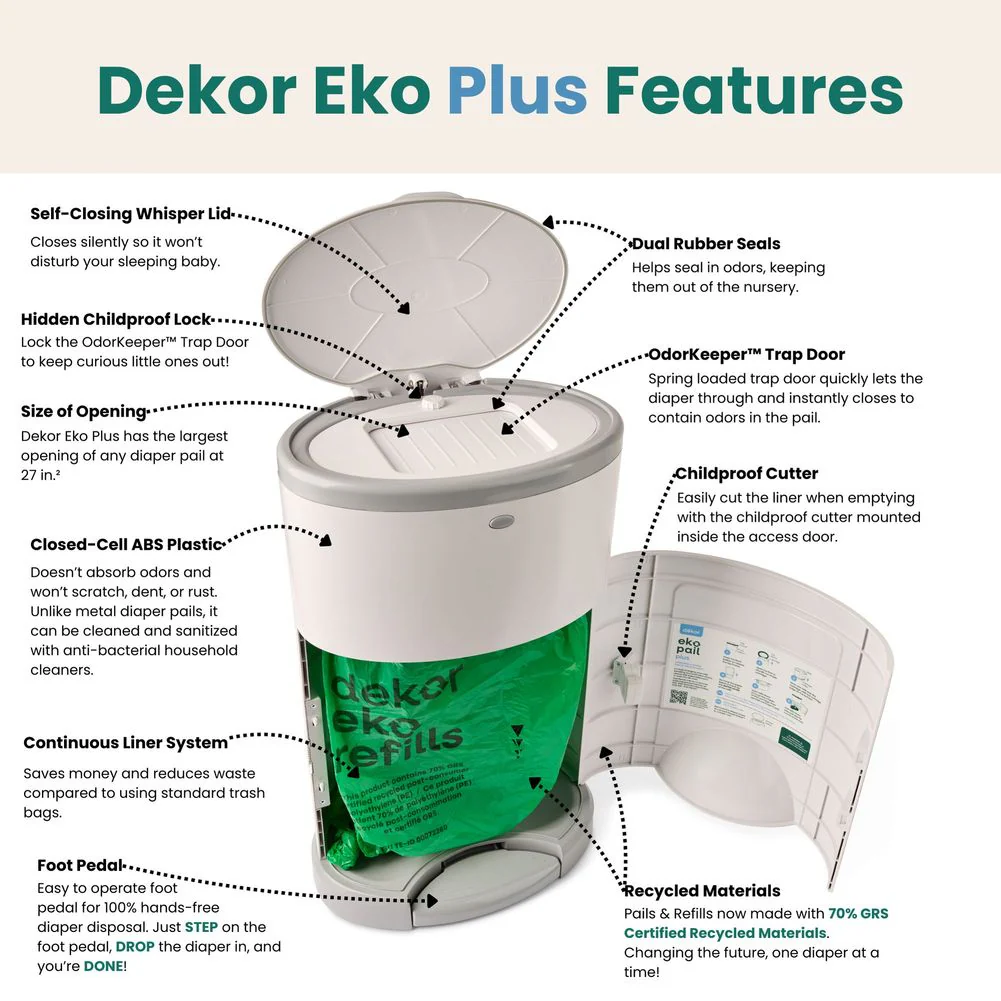 Dekor Eko Plus Diaper Pail - White - Image 3