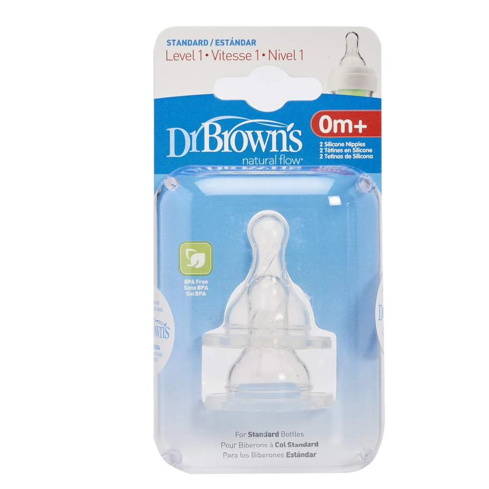 Dr. Brown's  2-Pack Narrow Nipples - Level 1 (0 Months+) - Image 2