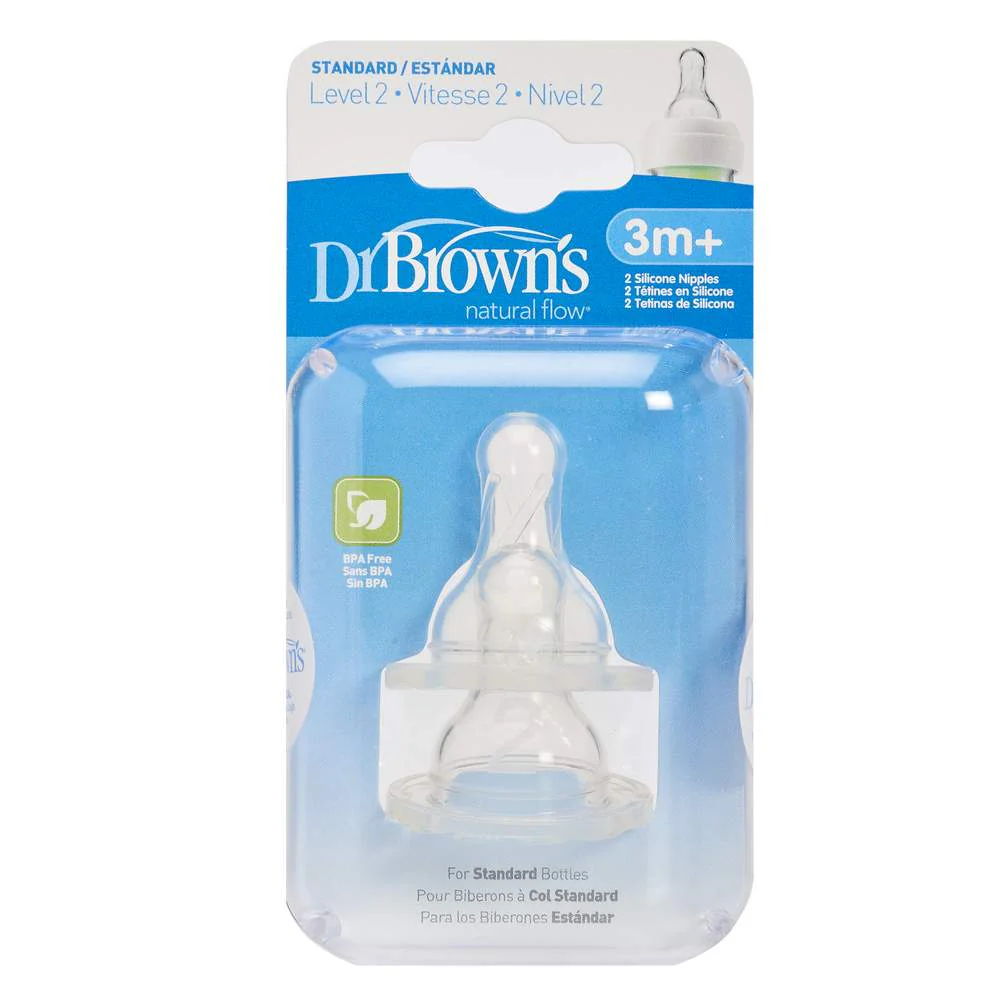 Dr. Brown's  2-Pack Narrow Nipples - Level 2 (3 Months+) - Image 2