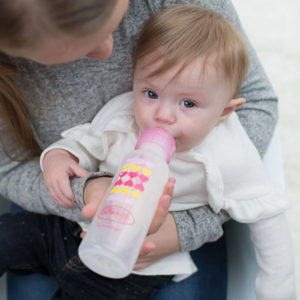 Dr. Brown's Natural Flow Anti-Colic Options+ Narrow Sippy Bottle - Pink Hearts (8 oz) - Image 2