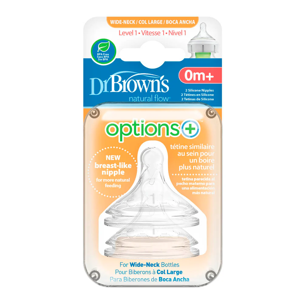 Dr. Brown's Options+ 2-Pack Wide Neck Nipples - Level 1 (0 Months+) - Image 2