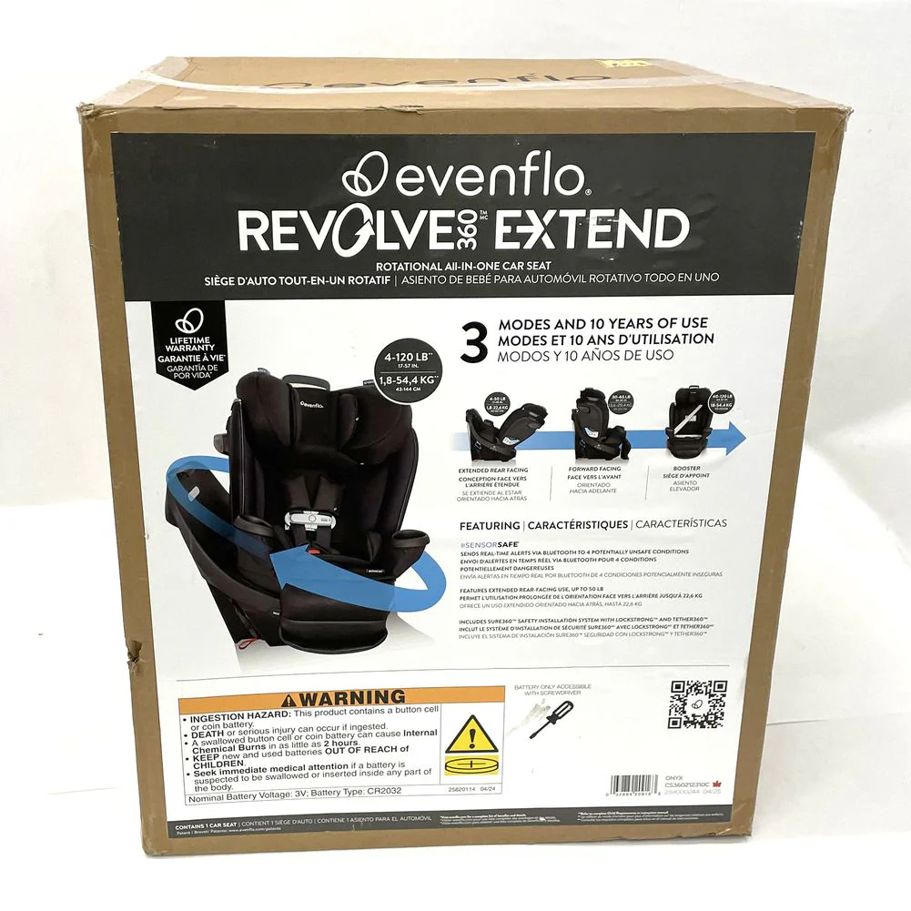 Evenflo GOLD Revolve360 Extend All-in-one Rotational Car Seat with SensorSafe - Onyx Black (Open Box) - Image 2