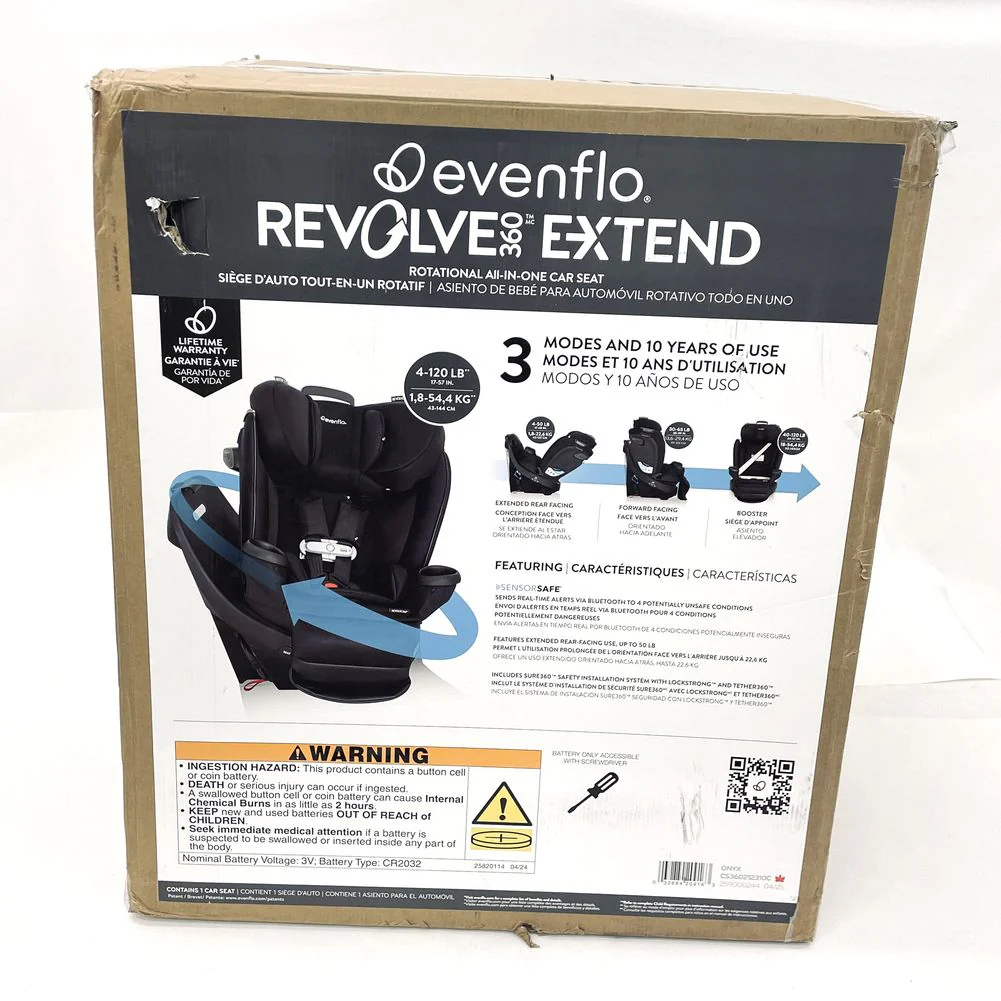 Evenflo GOLD Revolve360 Extend All-in-one Rotational Car Seat with SensorSafe - Onyx Black (Open Box) - Image 2