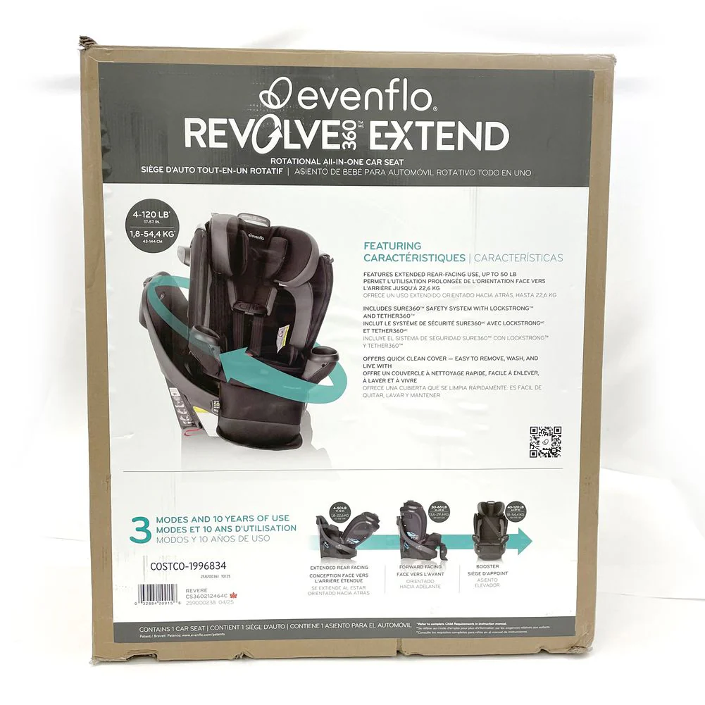 Evenflo GOLD Revolve360 Extend All-in-one Rotational Car Seat with SensorSafe - Onyx Black (Open Box) - Image 2