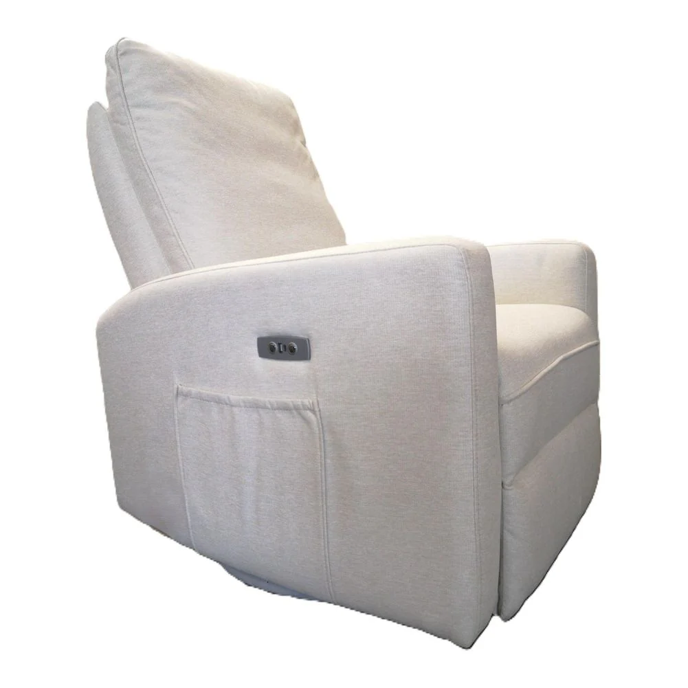 Evolur Bardot Glider with Swivel Base and Power Recline - Cream