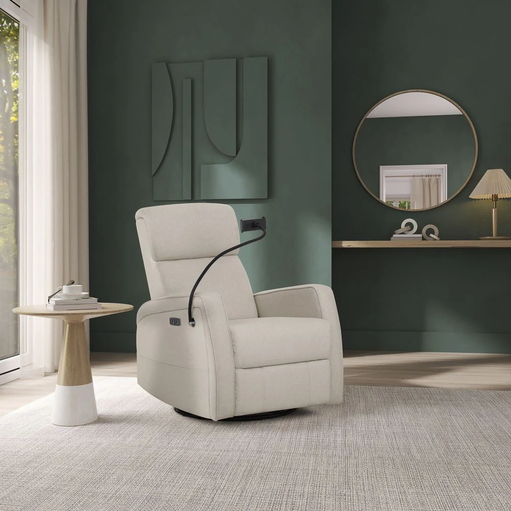 Evolur Lorene Power Recline Glider with Swivel Base and Device Holder - Image 10