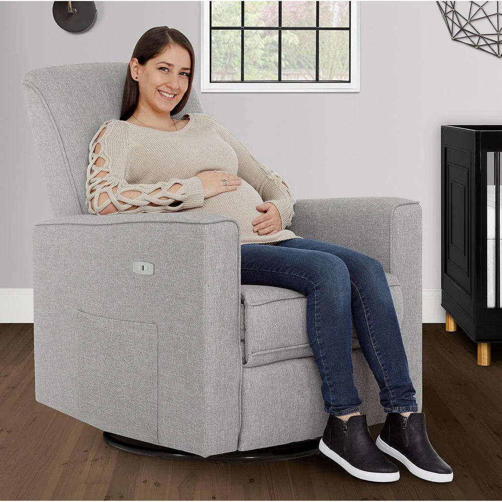 Evolur Monroe Glider with Swivel Base and Power Recline - Luxe Grey - Image 11