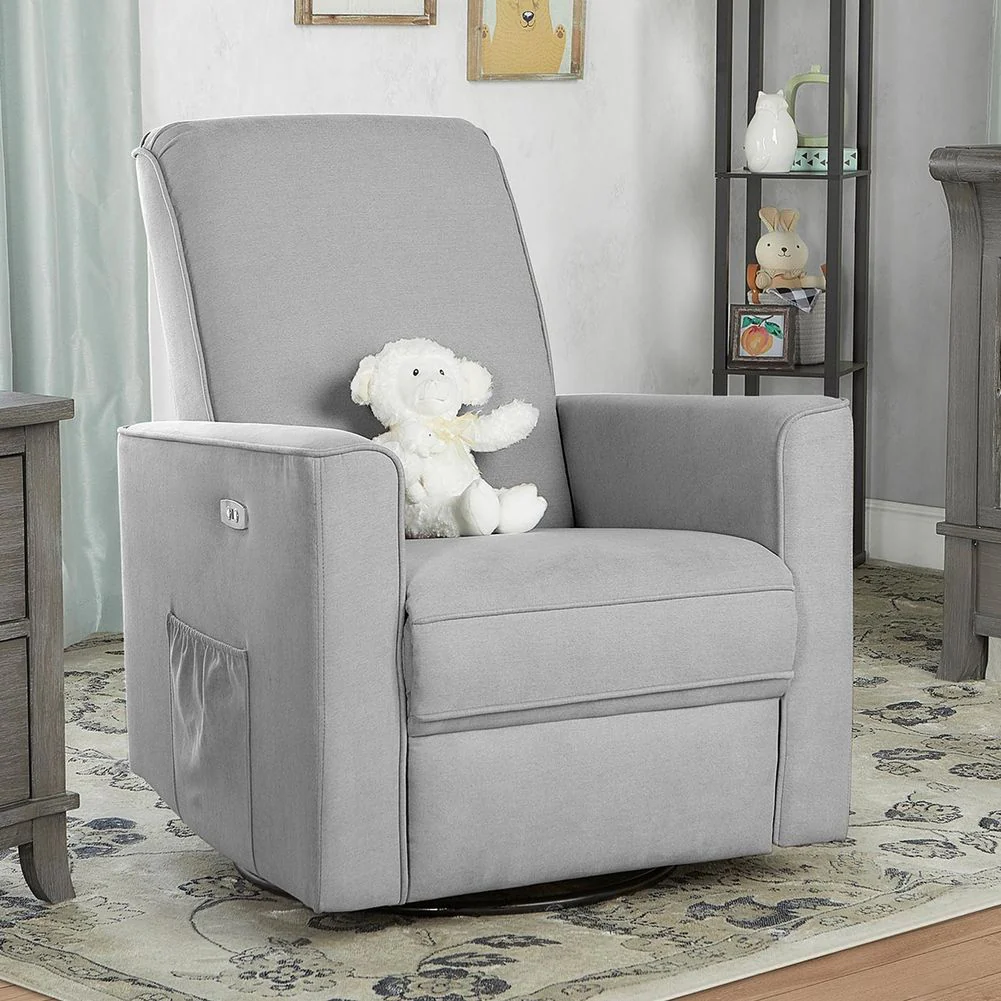 Evolur Monroe Glider with Swivel Base and Power Recline - Luxe Grey - Image 8