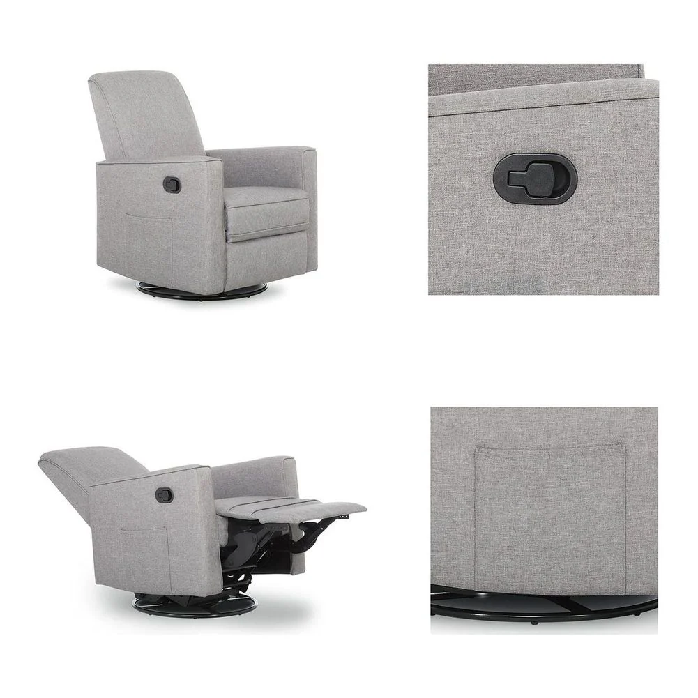 Evolur Monroe Glider, Recliner with Swivel Base - Luxe Grey - Image 7