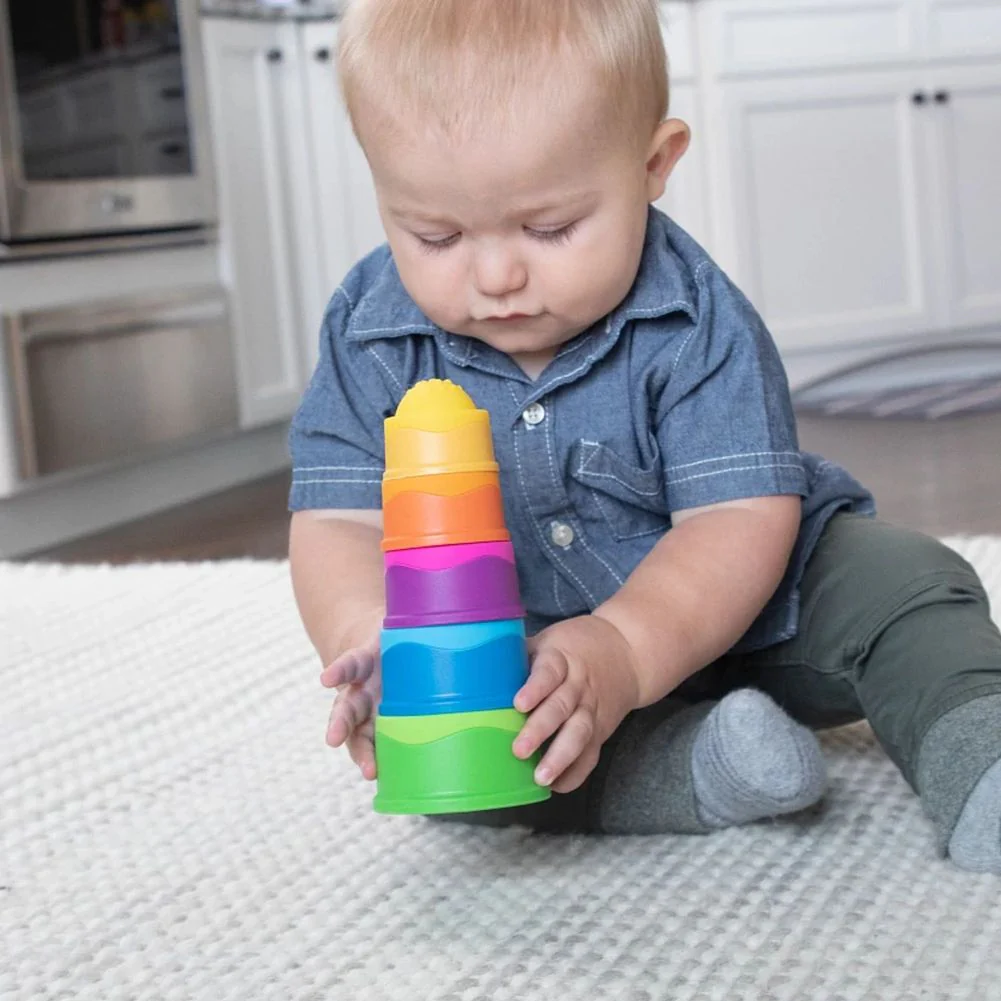 Fat Brain Toys Dimpl Stack Sensory Infant Toy - Image 5