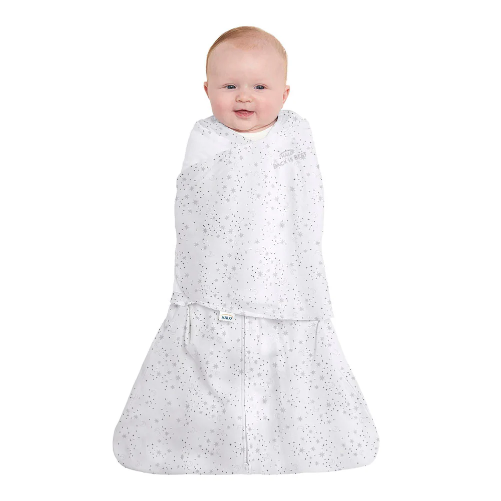 Halo Cotton Sleepsack Swaddle 1.5ToG - Midnight Moons Grey (Newborn, 6-12 lbs) - Image 2