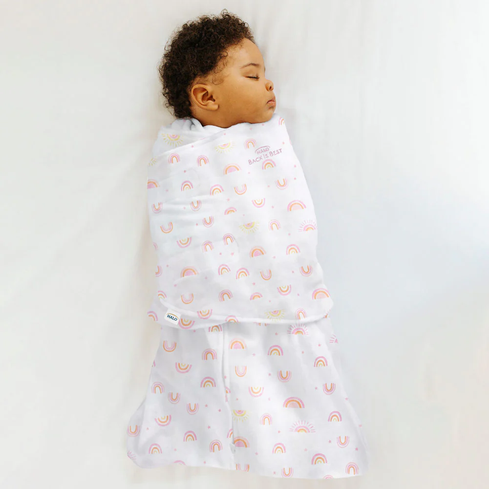 Halo Cotton Sleepsack Swaddle 1.5ToG - Sunshine Rainbows (Small, 13-18 lbs) - Image 6