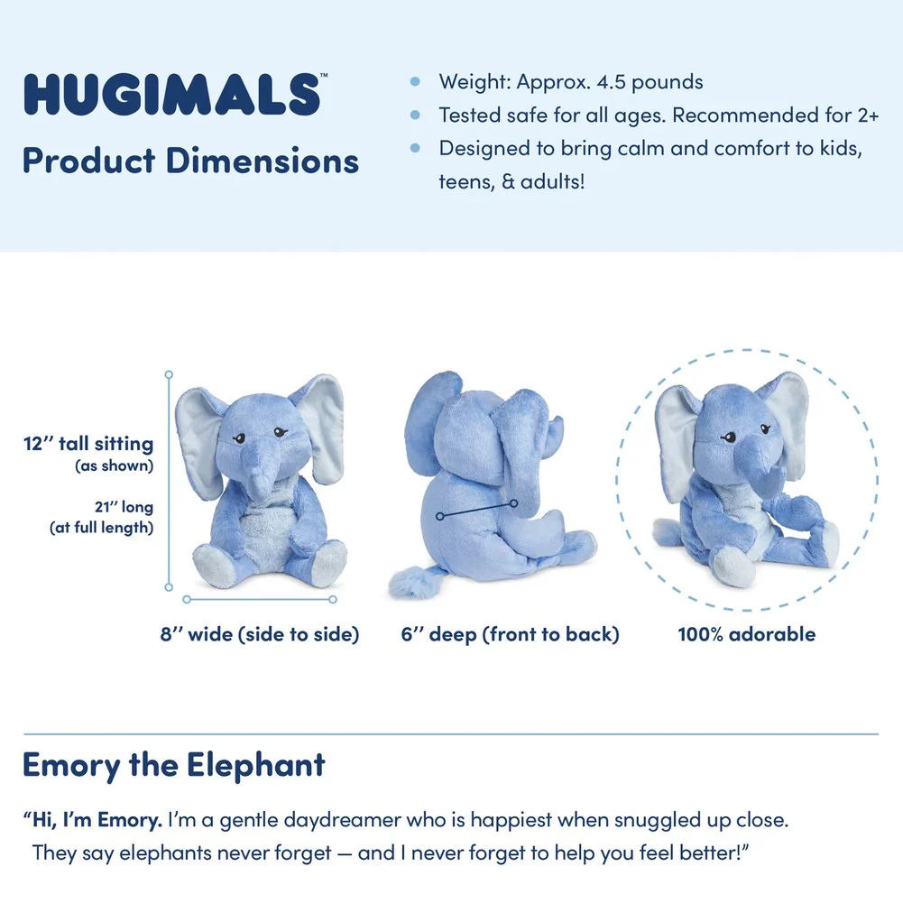 Hugimals Weighted Plush Toy - Emory the Elephant - Image 5