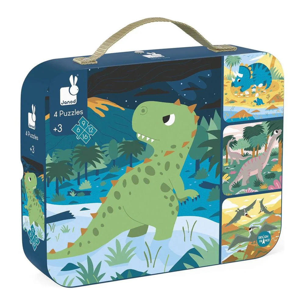 Janod 4-in-1 Progressive Puzzles Set - Dinosaurs