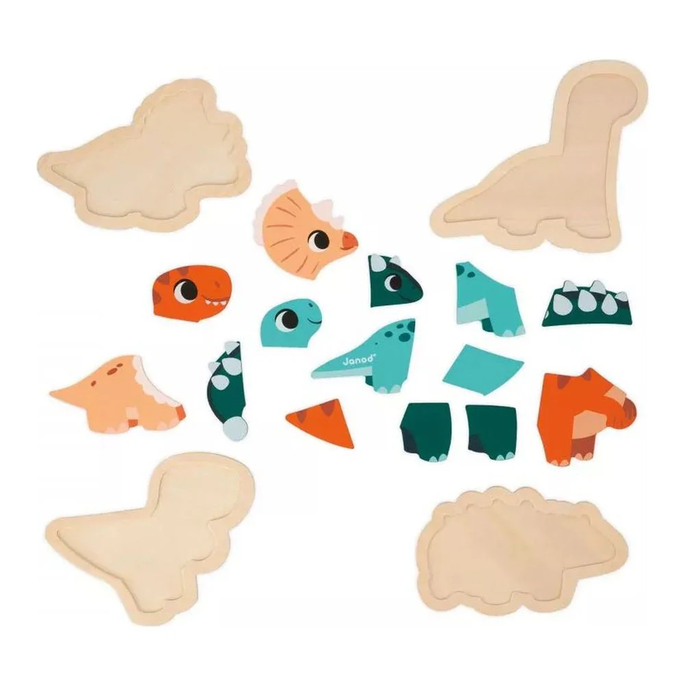 Janod 4 Progressive Wooden Puzzles- Dinos - Image 2
