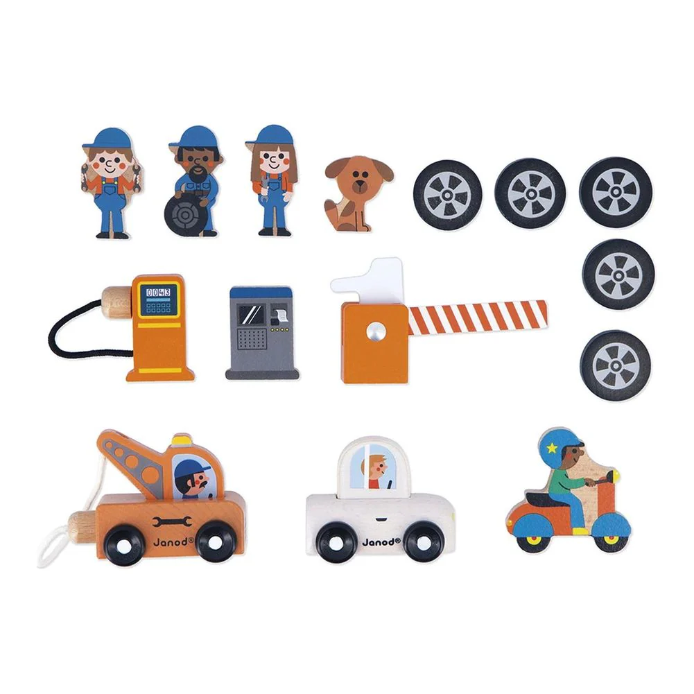 Janod Cross Roads Garage Wooden Playset - Image 10