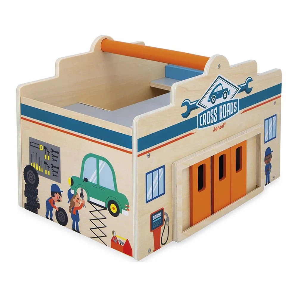 Janod Cross Roads Garage Wooden Playset - Image 5