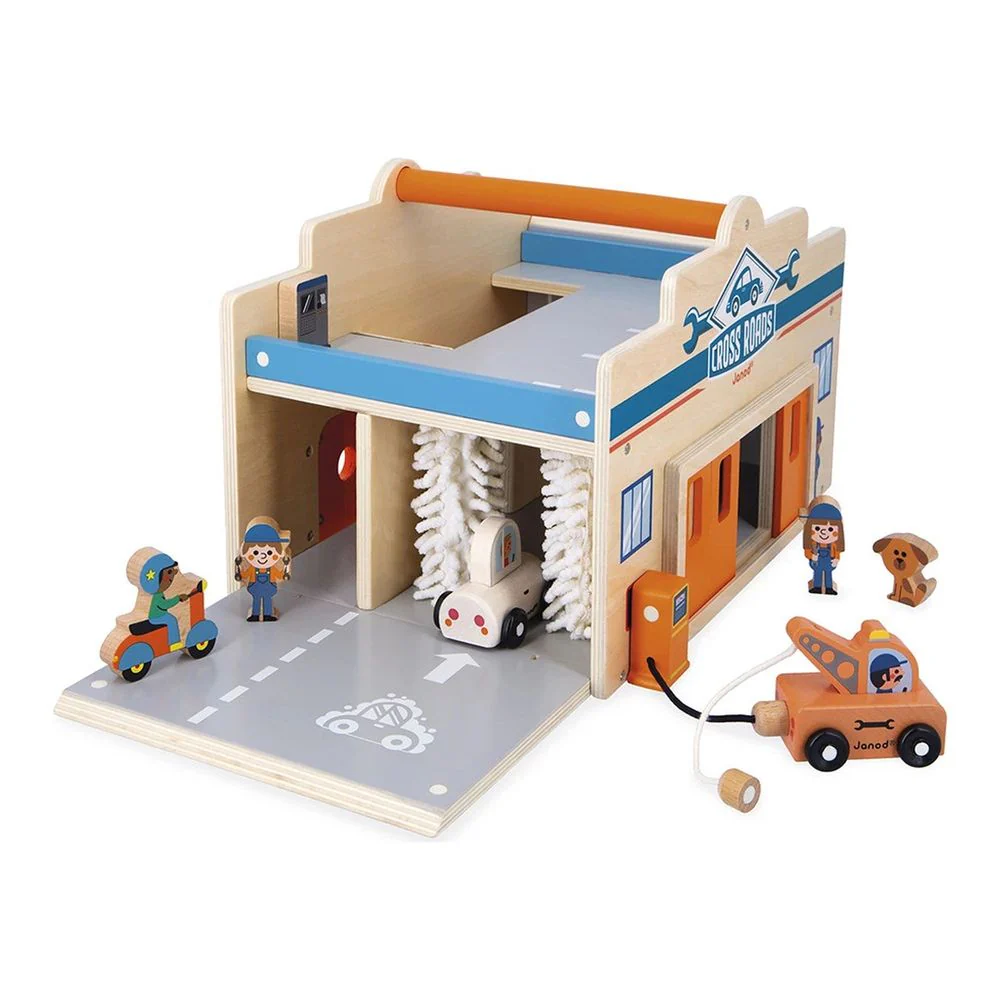 Janod Cross Roads Garage Wooden Playset - Image 7
