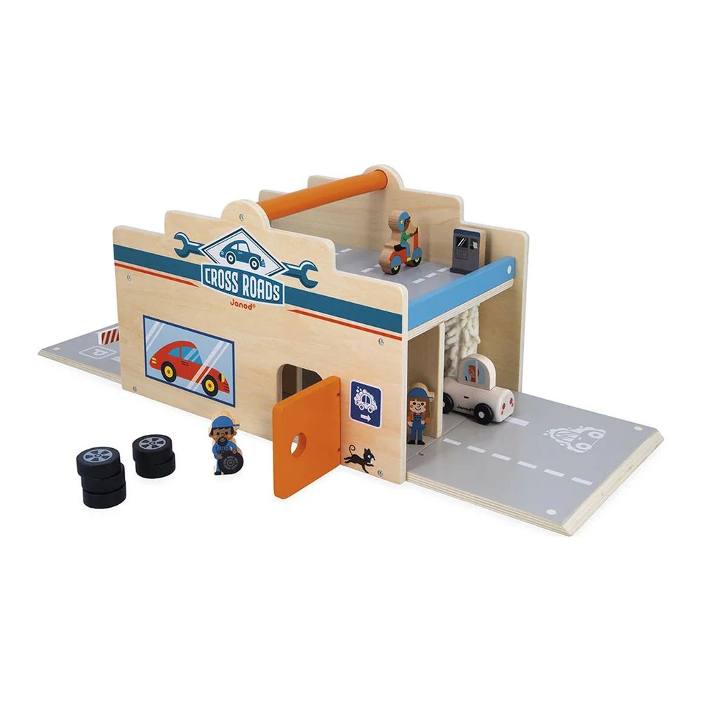 Janod Cross Roads Garage Wooden Playset - Image 8