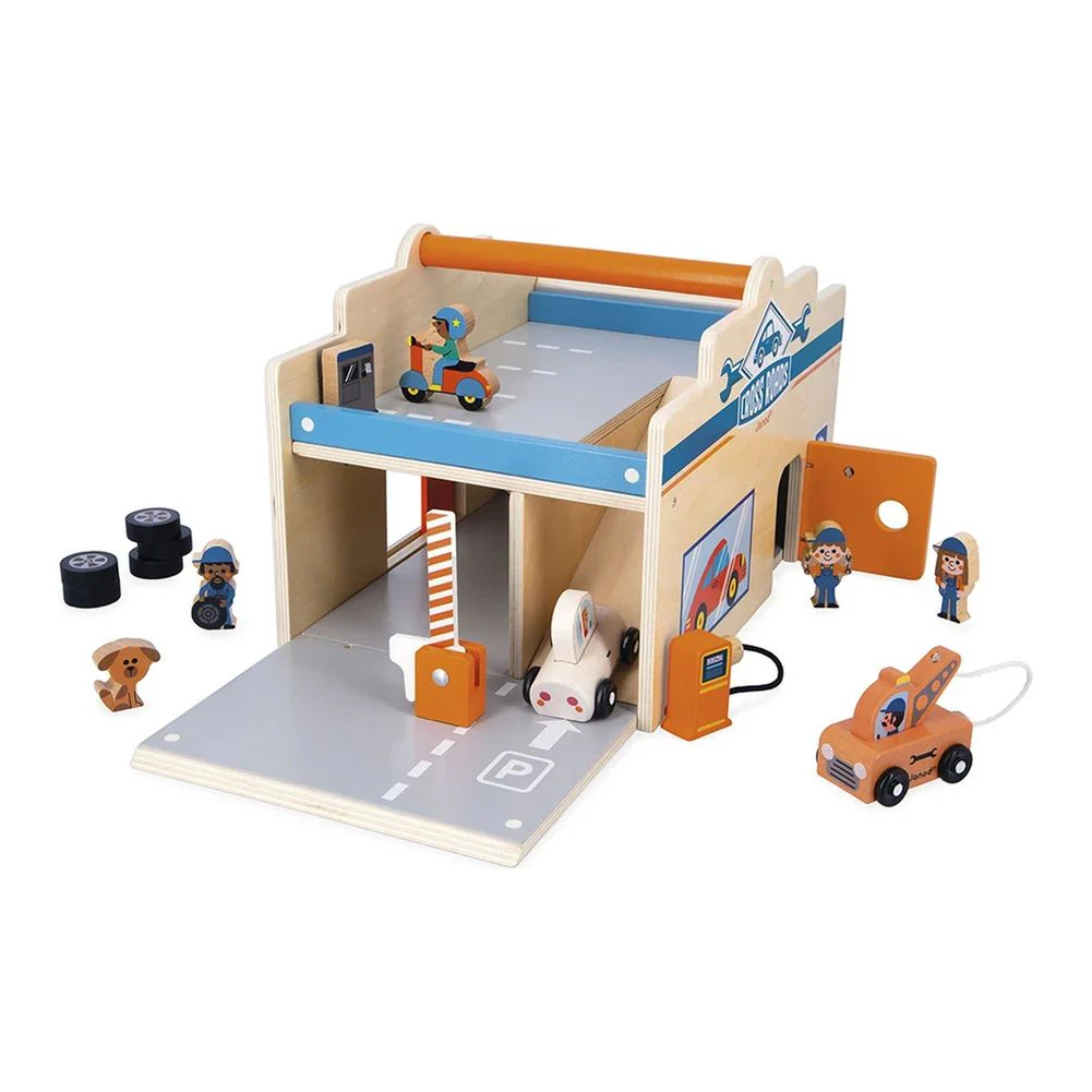 Janod Cross Roads Garage Wooden Playset - Image 9
