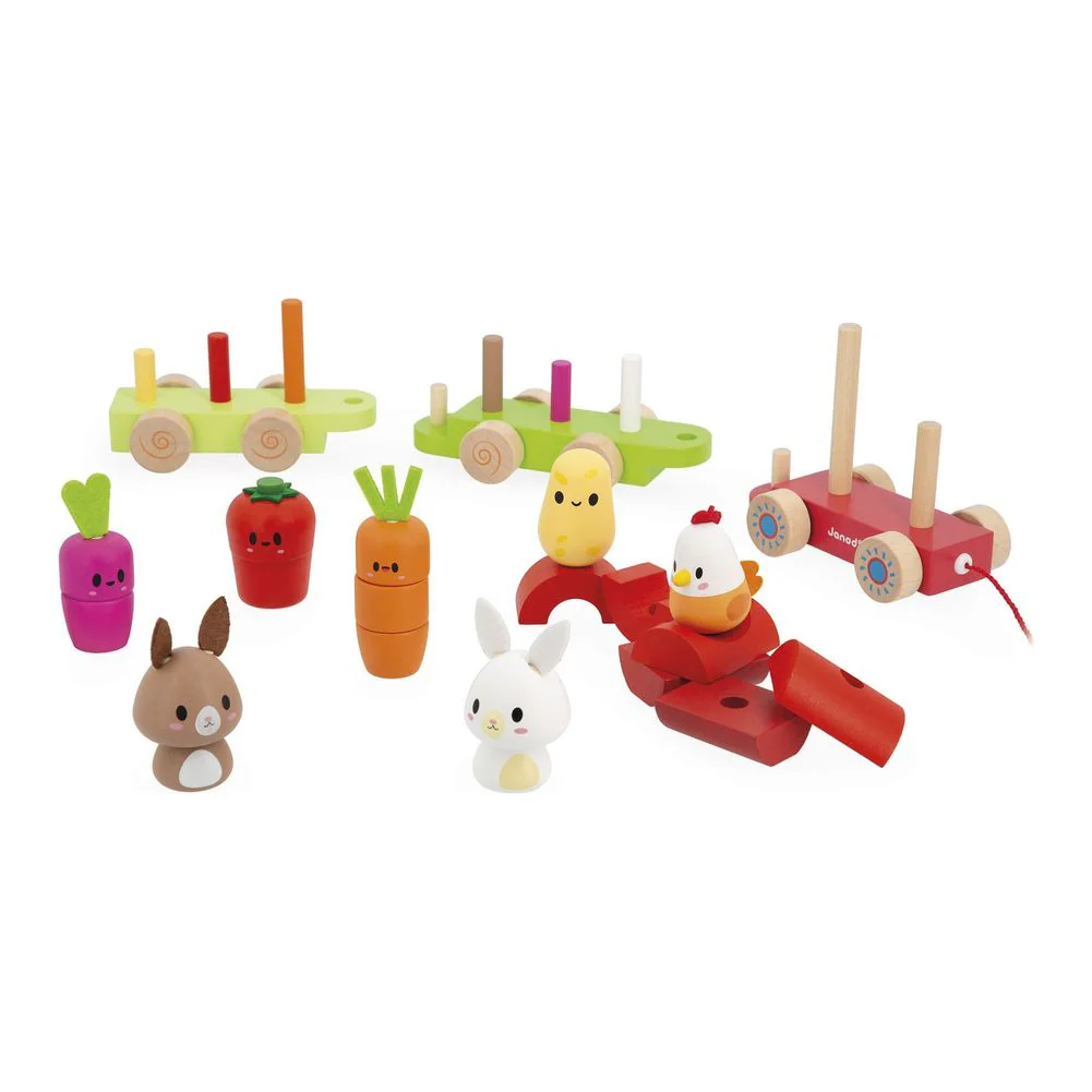 Janod Farm Pull-Along Train Wooden Toy Set - Image 2