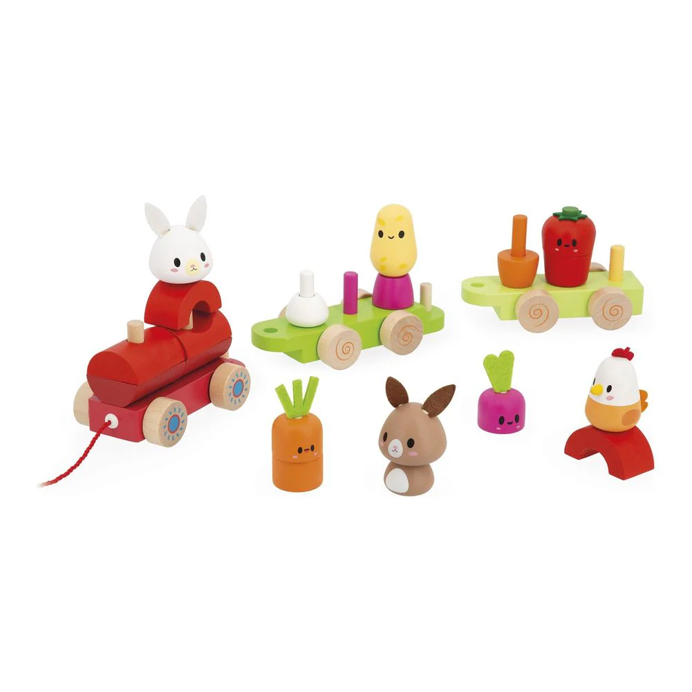 Janod Farm Pull-Along Train Wooden Toy Set - Image 4