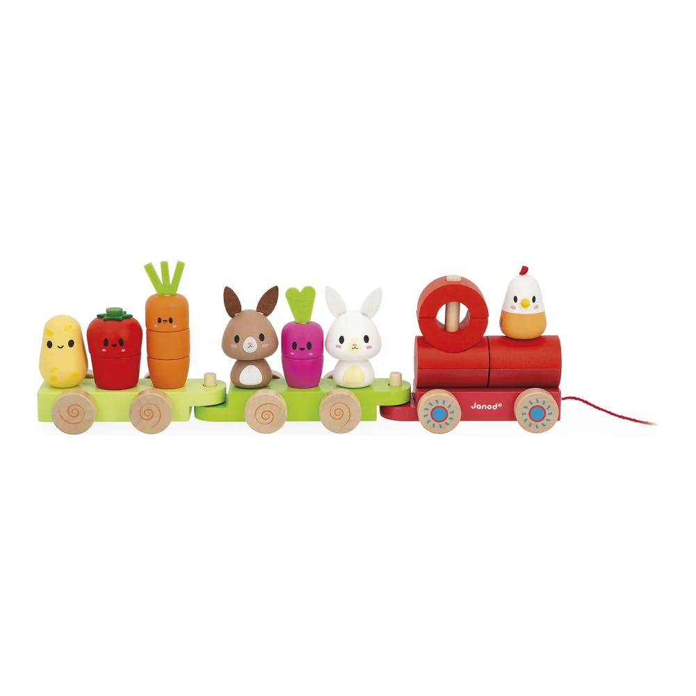 Janod Farm Pull-Along Train Wooden Toy Set - Image 5
