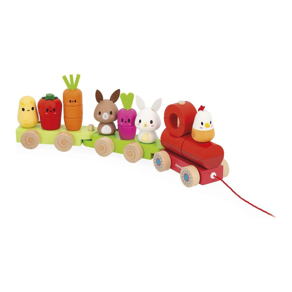 Janod Farm Pull-Along Train Wooden Toy Set - Image 6