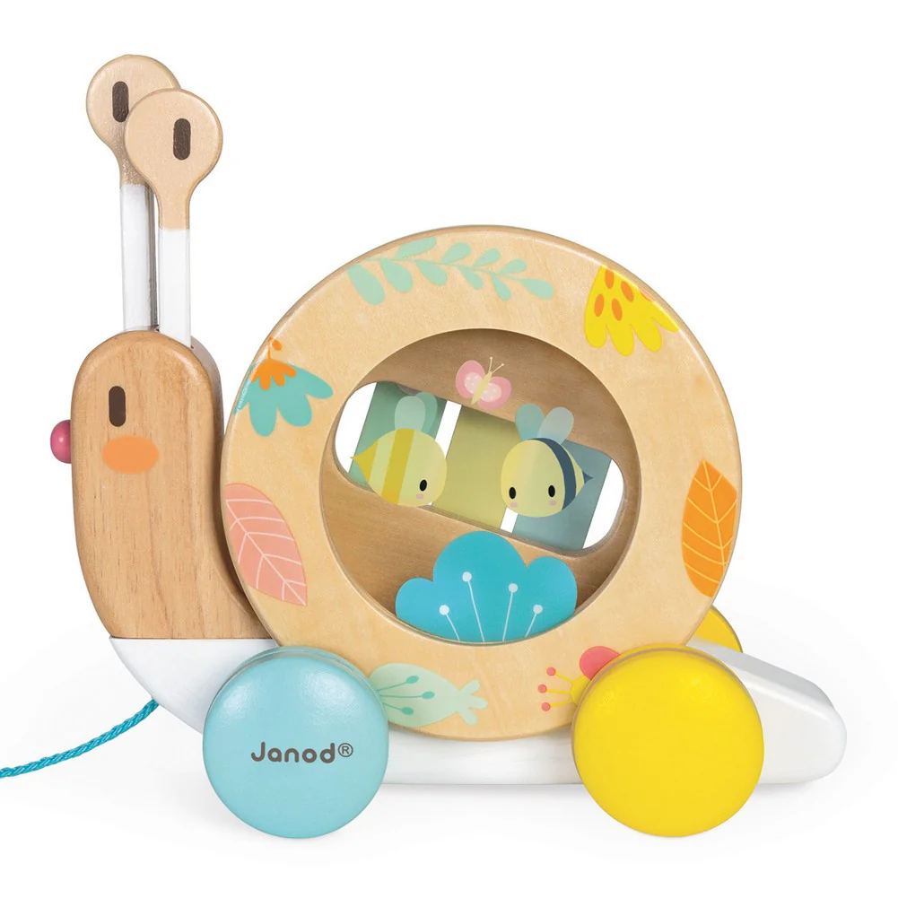 Janod Pure Pull-Along Snail 2-in-1 Learning Toy - Image 3