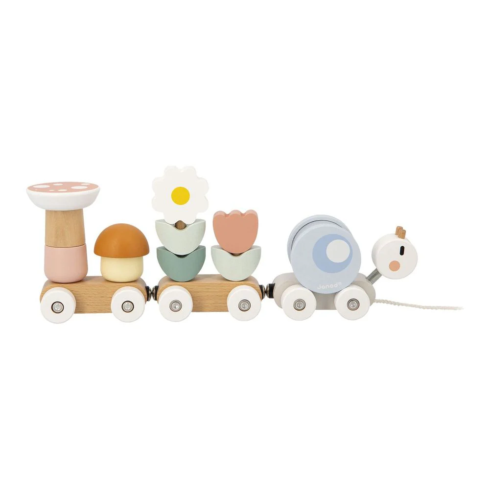 Janod Sweet Cocoon Pull-Along Snail Train Wooden Toy Set