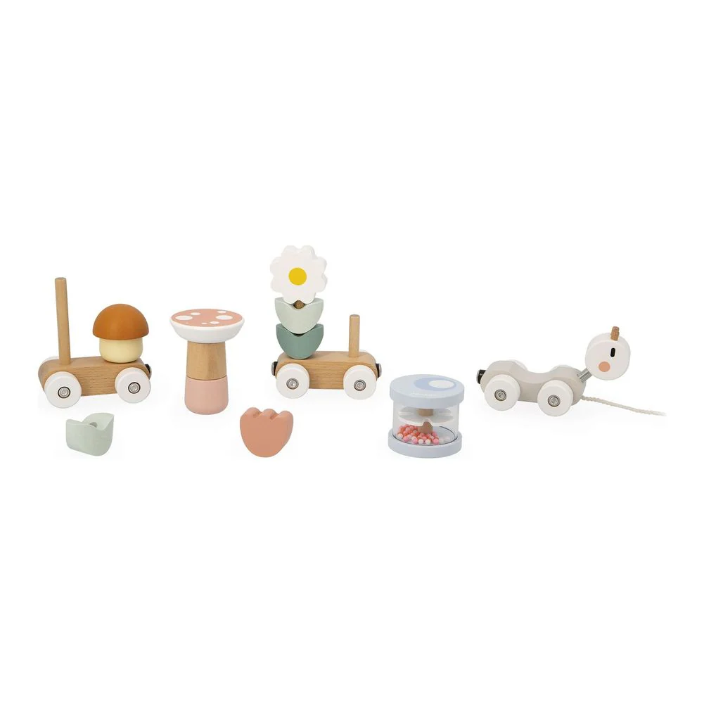 Janod Sweet Cocoon Pull-Along Snail Train Wooden Toy Set - Image 4