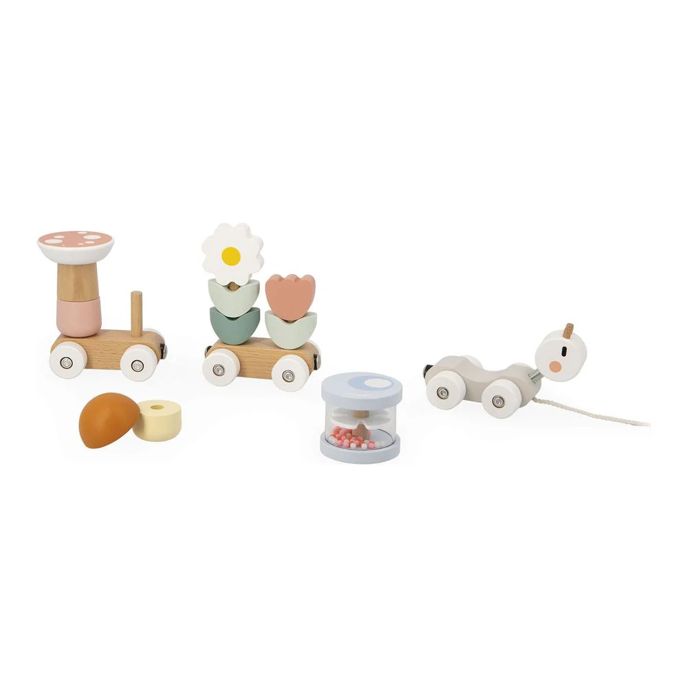 Janod Sweet Cocoon Pull-Along Snail Train Wooden Toy Set - Image 5
