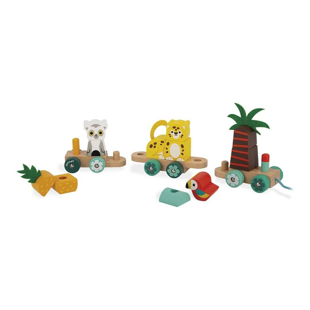 Janod Tropik Pull-Along Tropical Train Wooden Toy - Image 3